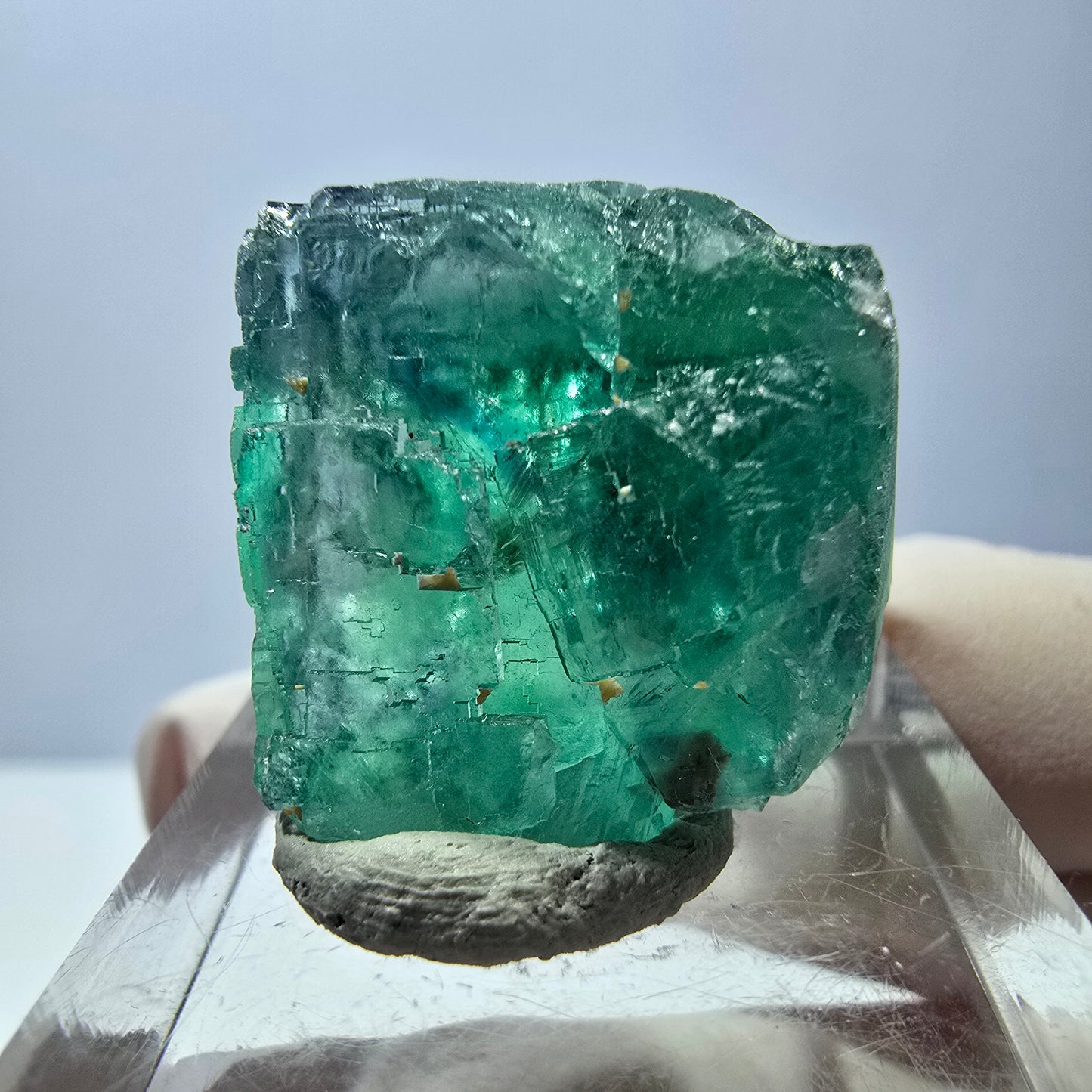 Klarer Phantom Fluorit Würfel parkettiert, grün Okorusu, Namibia 23*20*20mm