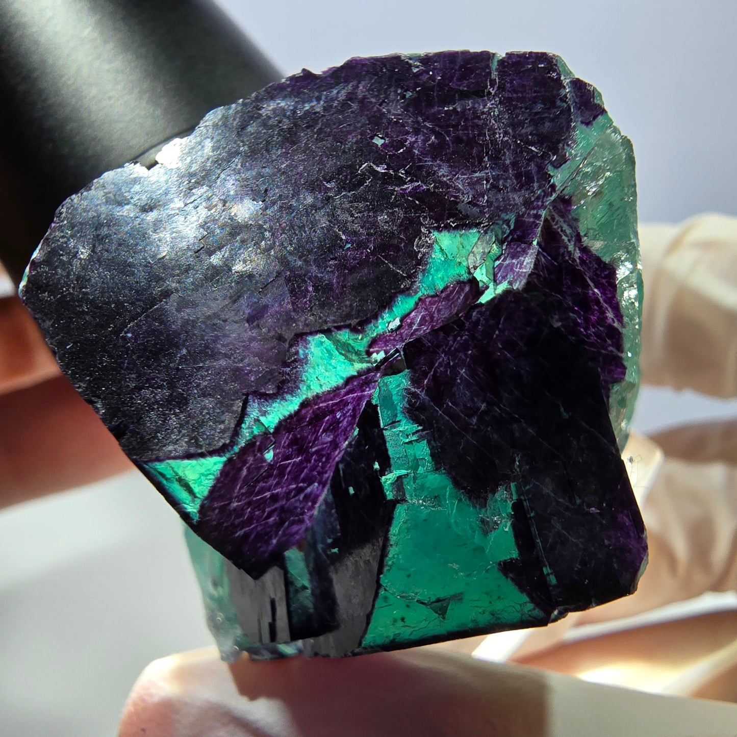 Phantom Fluorit Würfel Stufe grün lila zonal 11:11 Angel Pocket, Namibia 37*33*28mm