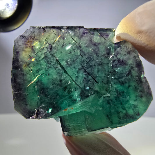 Phantom Fluorit Würfel Stufe parkettiert grün lila Okorusu, Namibia 40*39*17mm