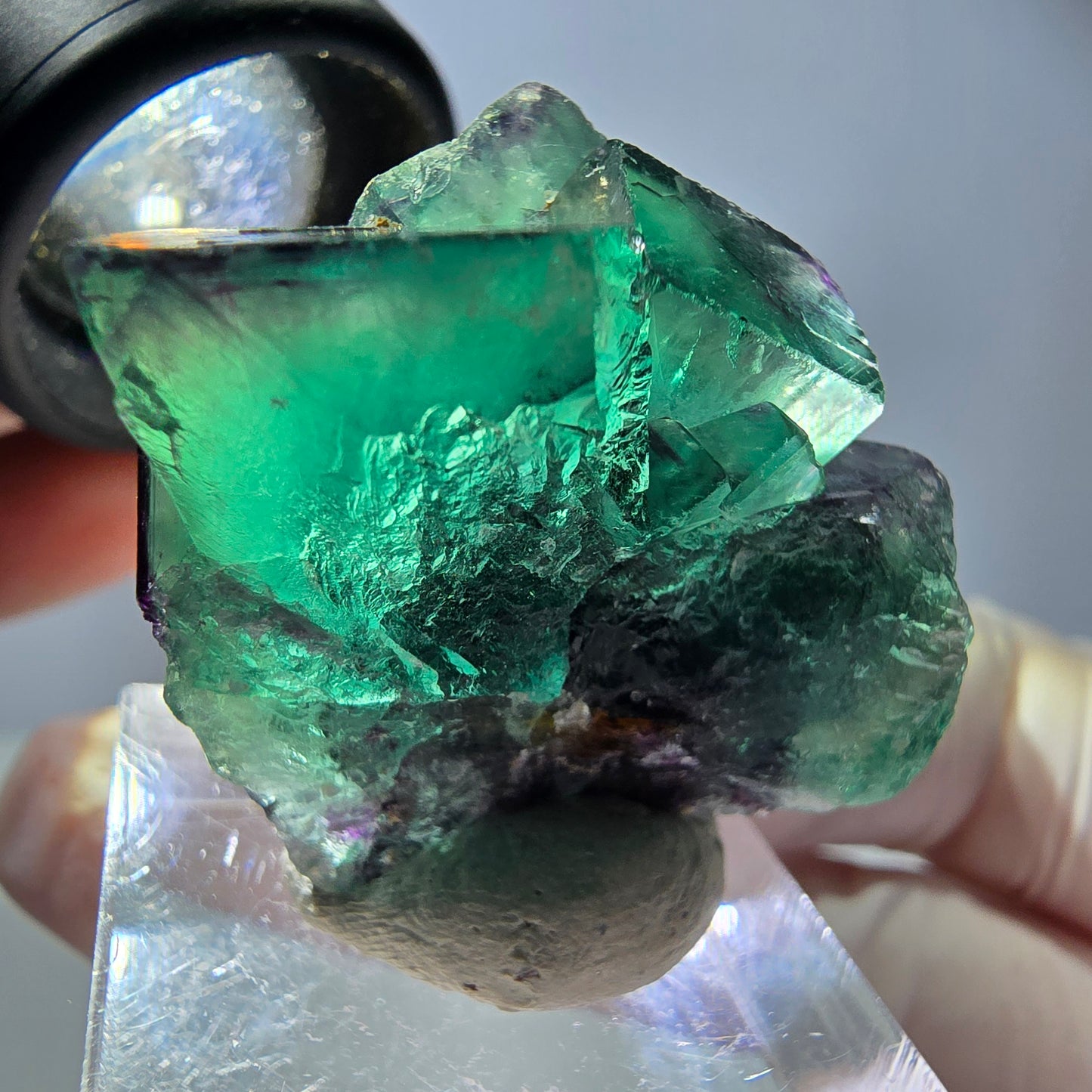 Phantom Fluorit Würfel Stufe, parkettiert grün lila Okorusu, Namibia 31*30*20mm