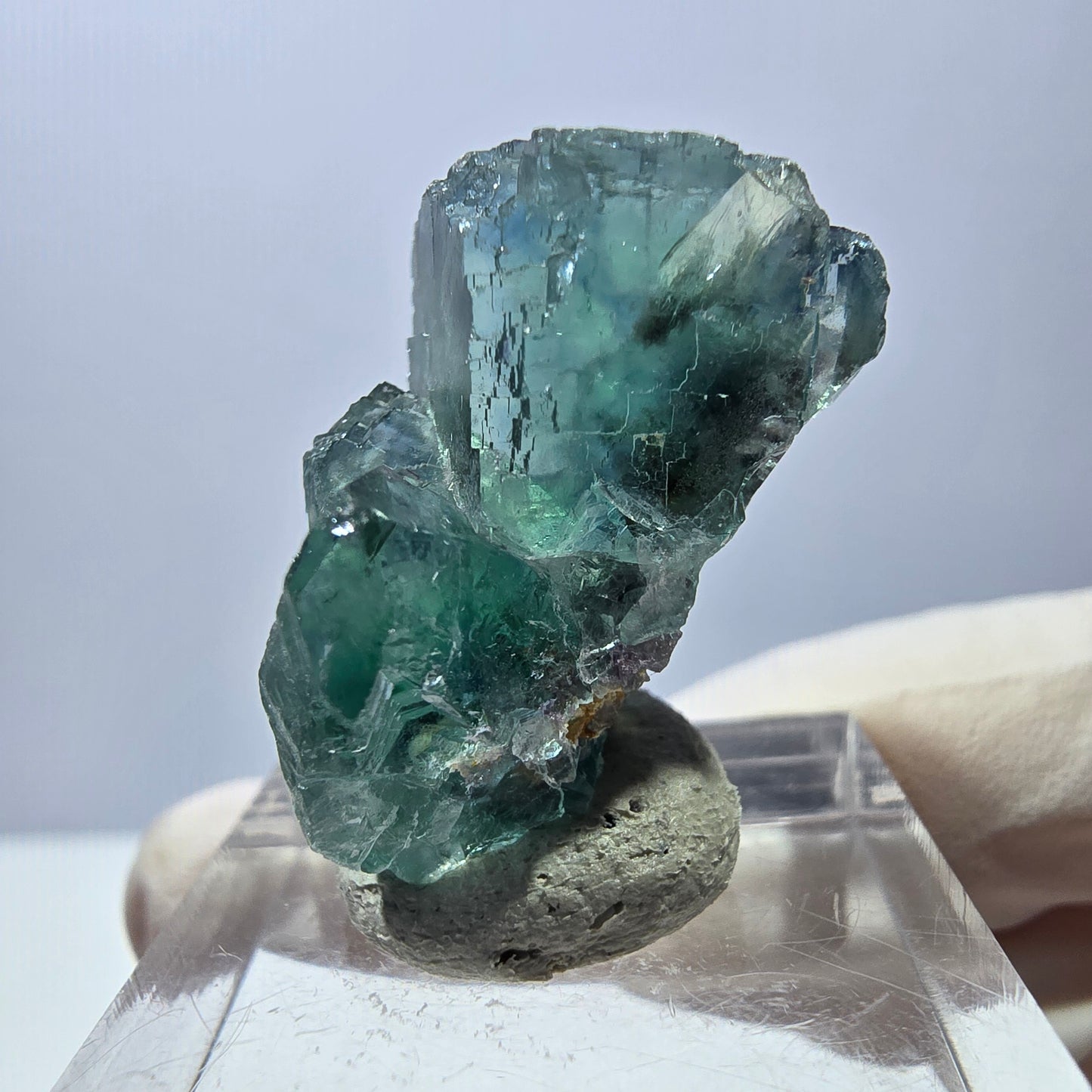 Spécimen de cube de fluorite fantôme, parquet vert Okorusu, Namibie 28 x 21 x 15 mm