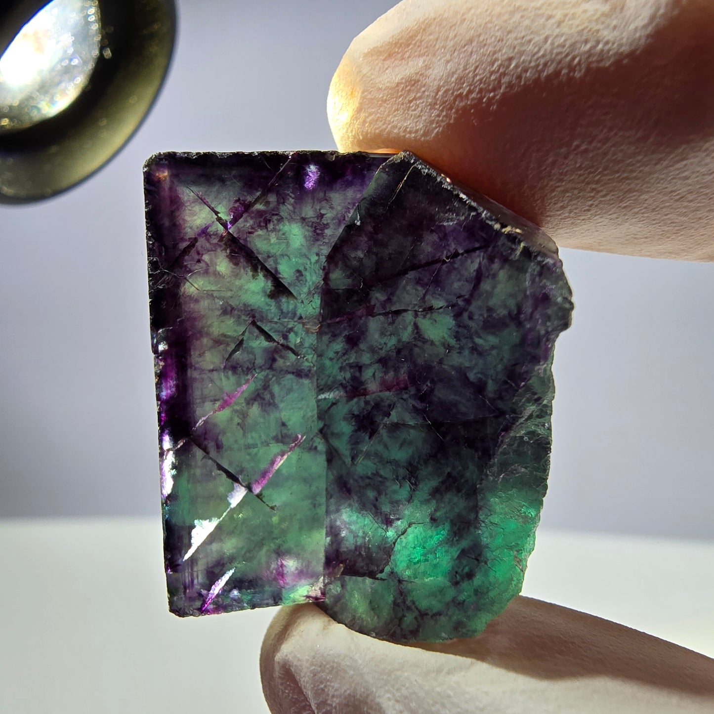 Spécimen de cube de fluorite fantôme parqueté vert violet Okorusu, Namibie 30*30*17 mm