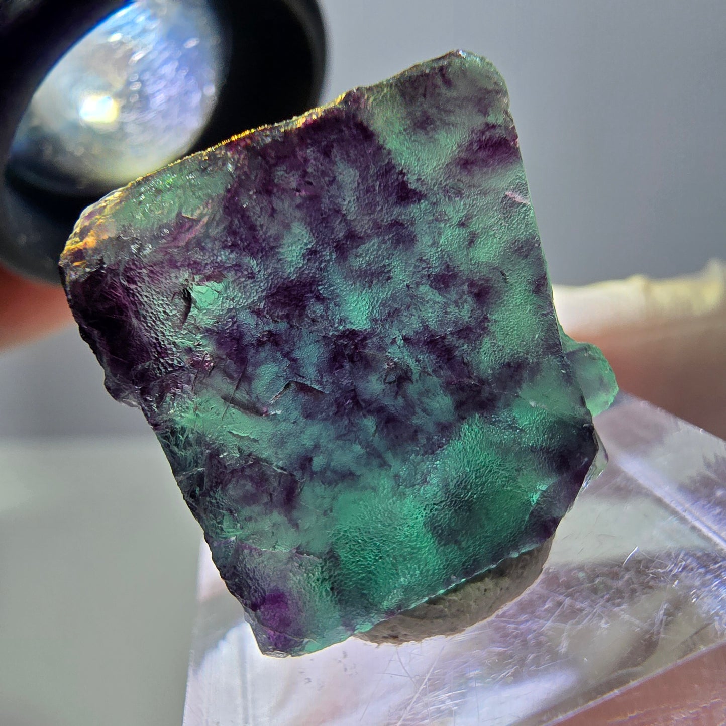 Phantom Fluorit Würfel Stufe, parkettiert grün lila Okorusu, Namibia 21*19*14mm