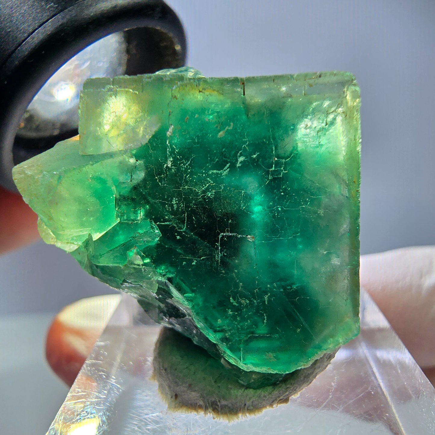 Phantom Fluorit Würfel Stufe, grün lila Okorusu, Namibia 27*25*17mm