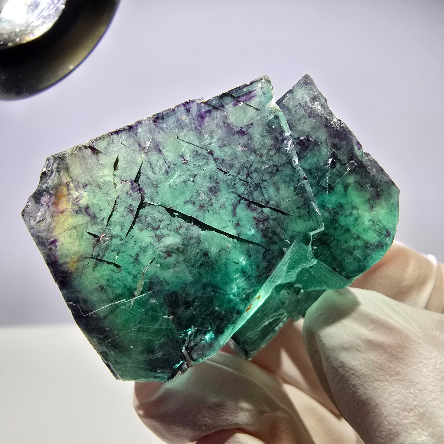 Spécimen de cube de fluorite fantôme parqueté vert violet Okorusu, Namibie 40*39*17 mm