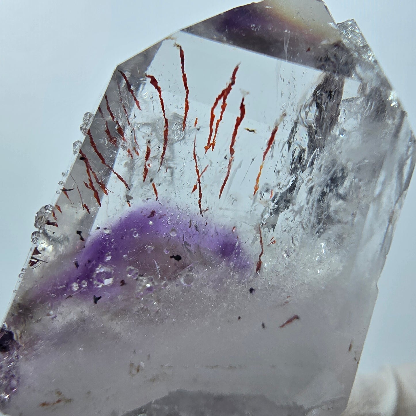 Harlequin Phantom Amethyst with Analcim Streep Mine, Goboboseb, Namibia 42*26*16mm