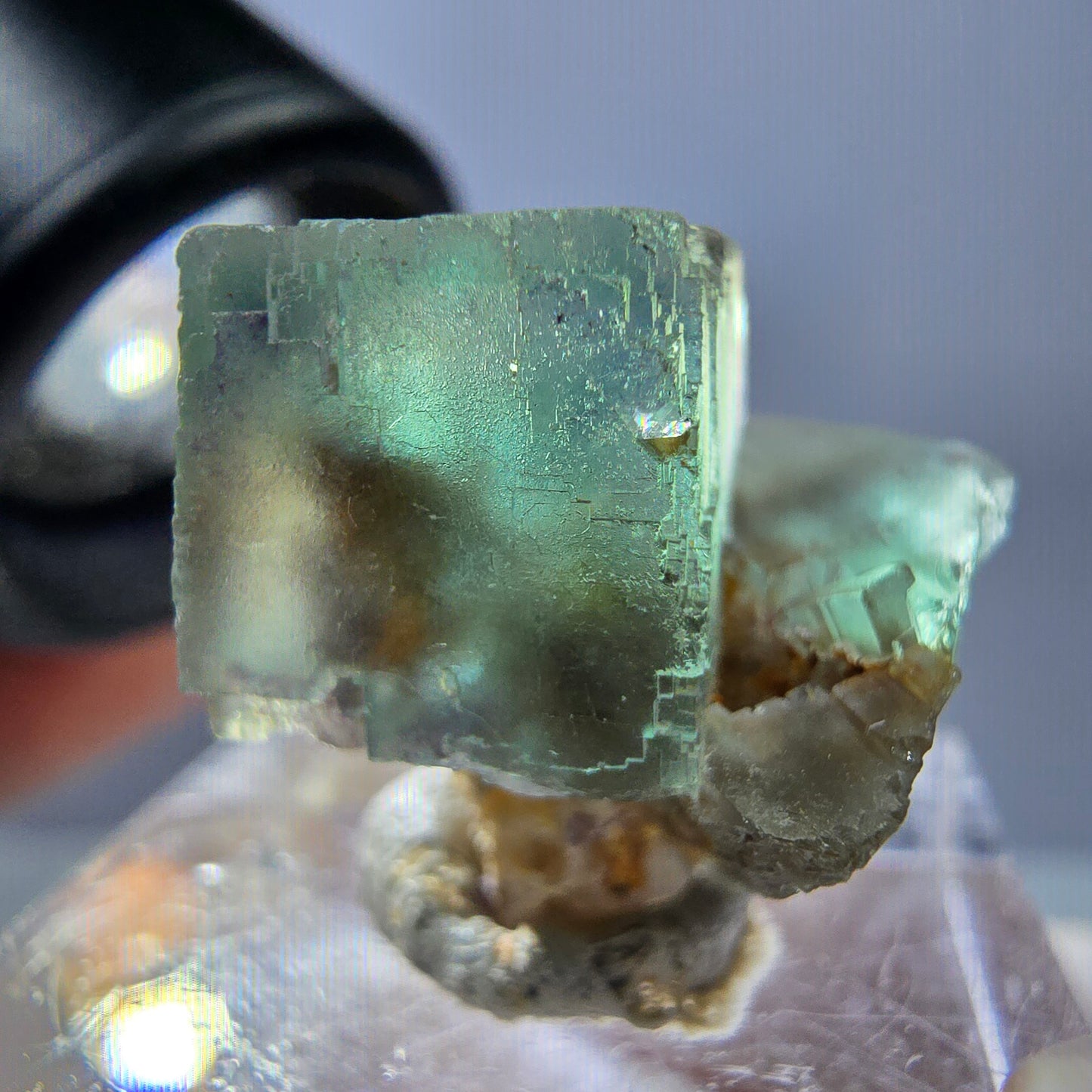 Seltene Phantom Fluorit Würfel Stufe, grün Okorusu, Namibia 22*19*18mm