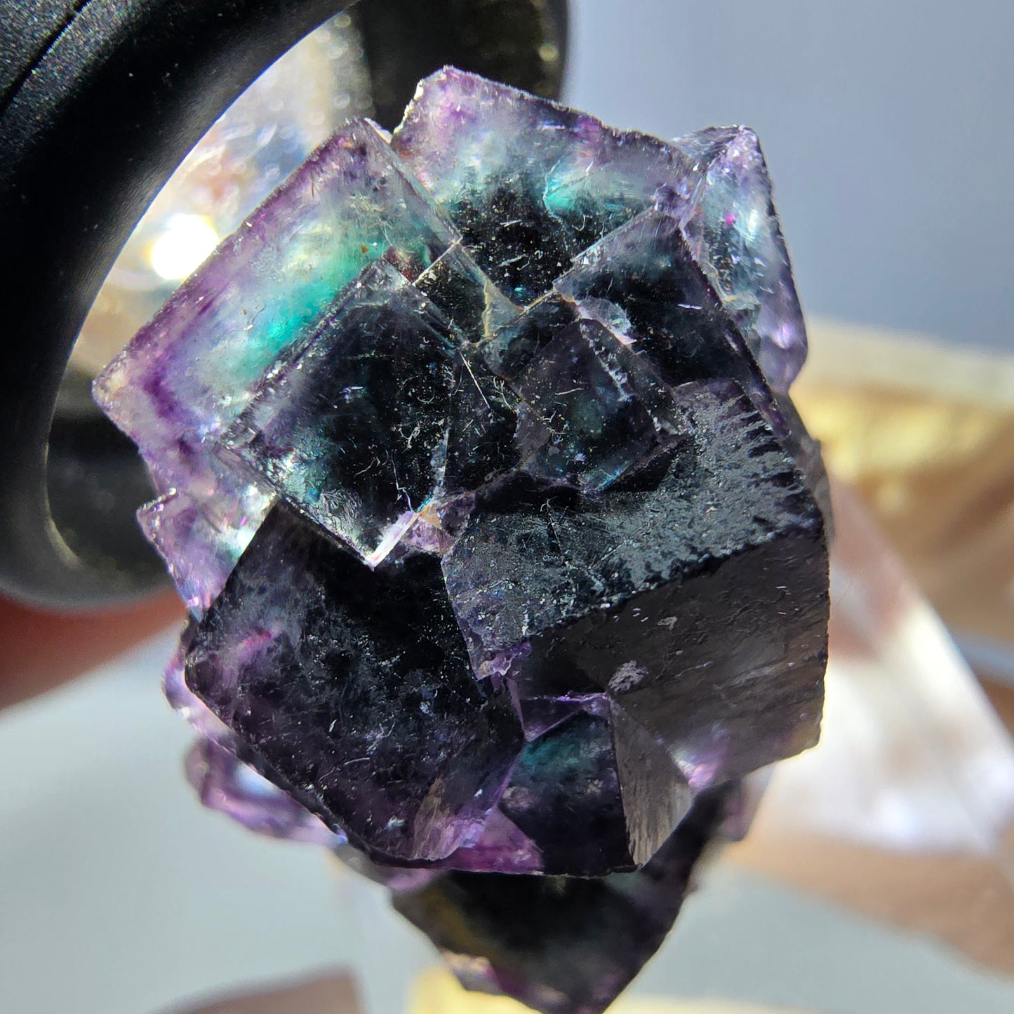 Phantom Fluorit Würfel Stufe, grün lila Okorusu, Namibia 32*23*19mm