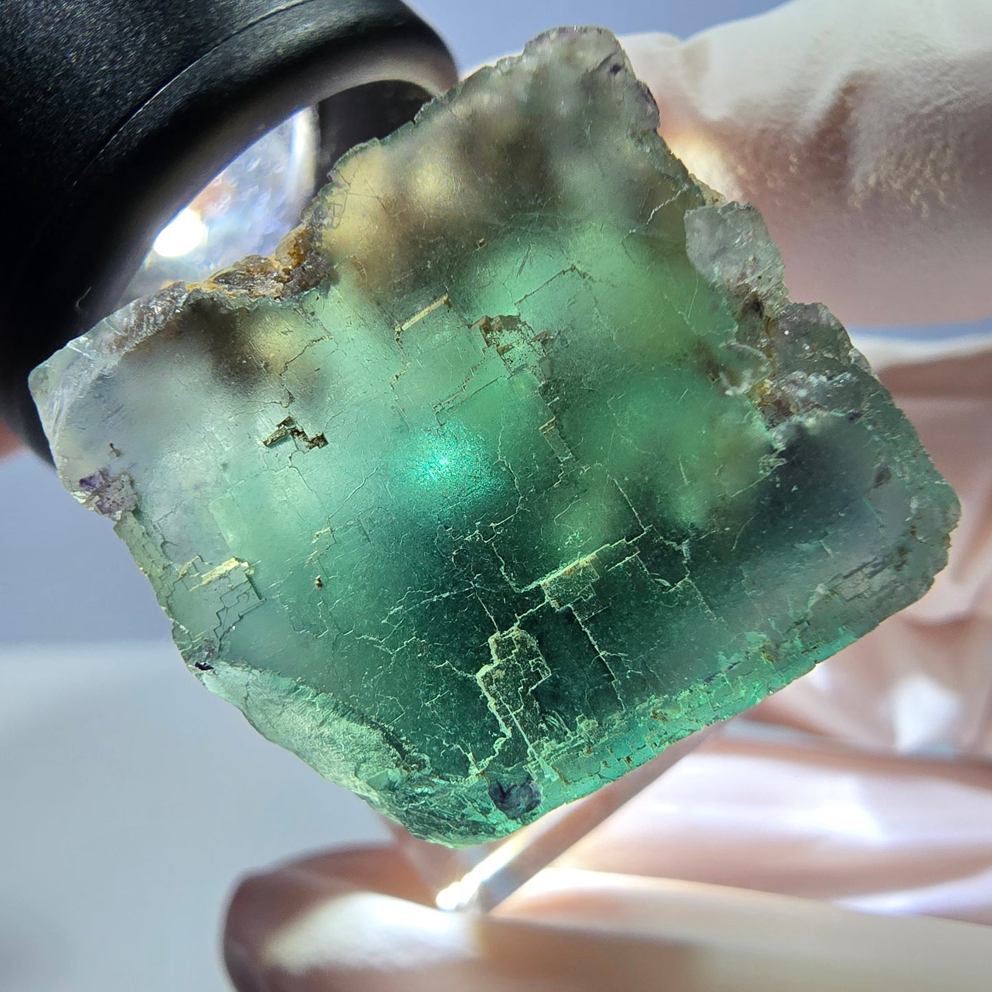 Klarer Phantom Fluorit Würfel parkettiert, grün Okorusu, Namibia 26*25*22mm