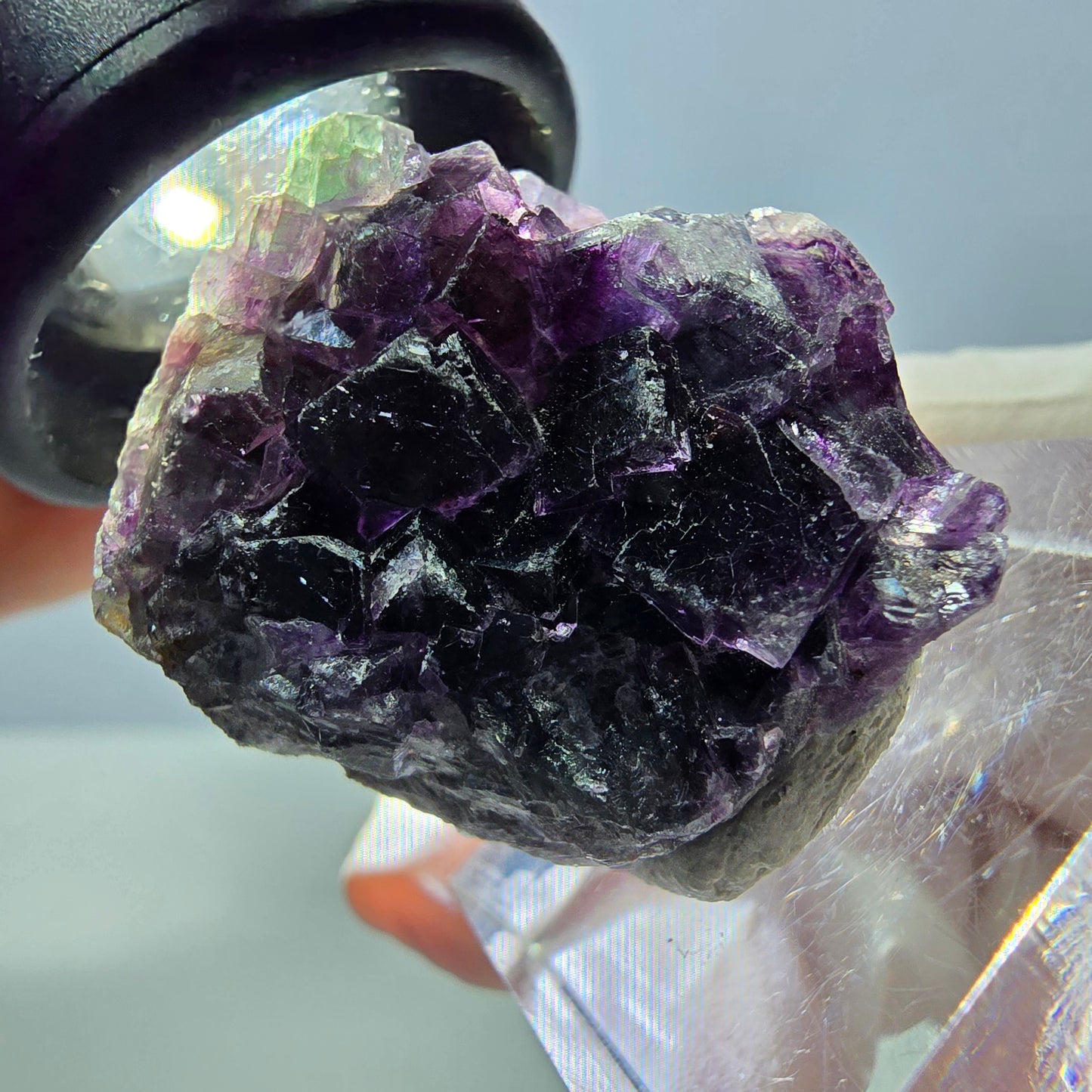 Phantom Fluorit Würfel Stufe, grün lila Okorusu, Namibia 27*25*13mm