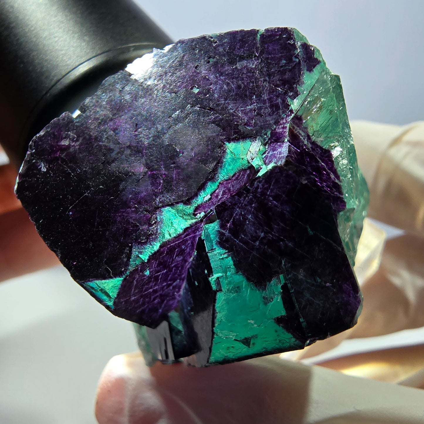 Phantom Fluorit Würfel Stufe grün lila zonal 11:11 Angel Pocket, Namibia 37*33*28mm
