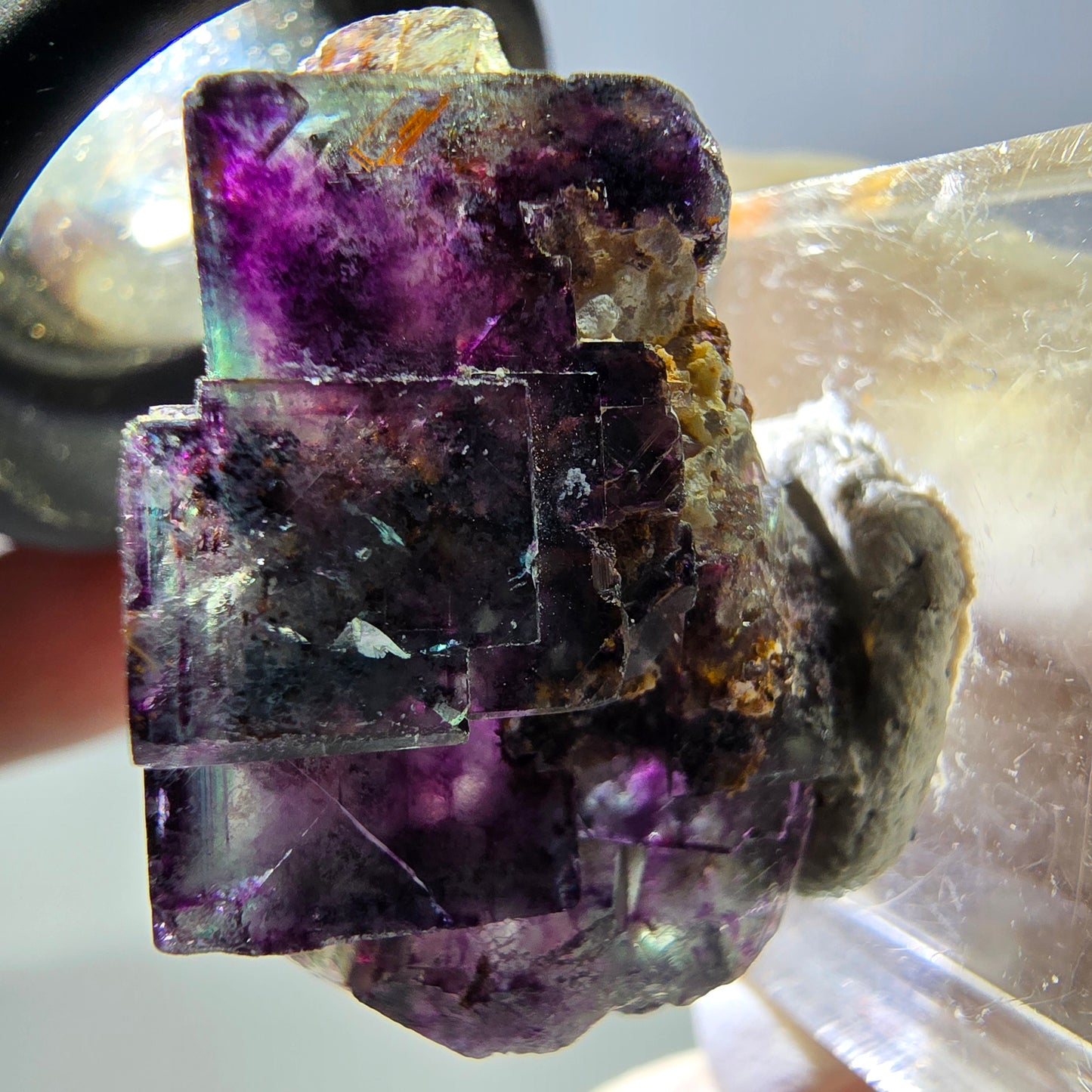 Phantom Fluorit Würfel Stufe, grün lila Okorusu, Namibia 32*22*15mm