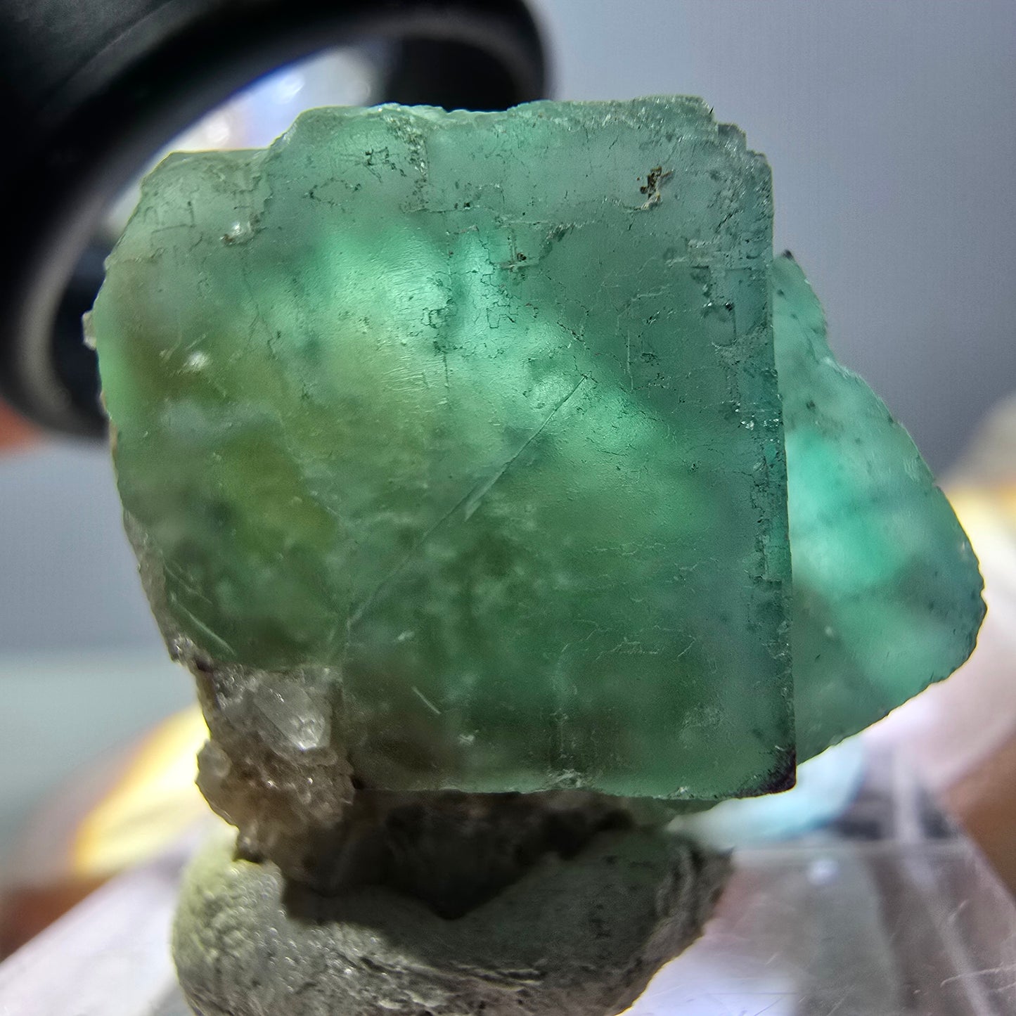 Phantom Fluorit Würfel Stufe, grün parkettiert Okorusu, Namibia 23*23*22mm