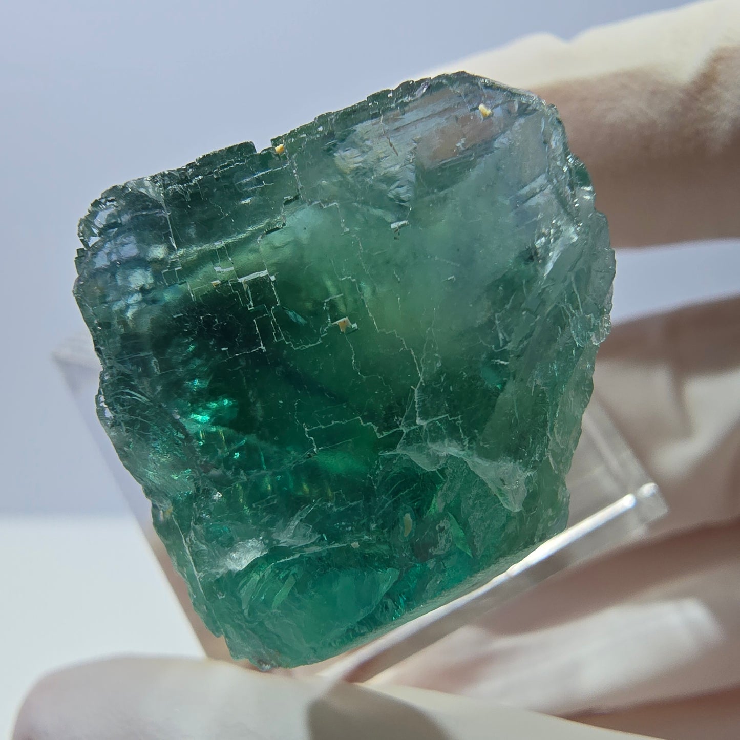 Klarer Phantom Fluorit Würfel parkettiert, grün Okorusu, Namibia 23*20*20mm