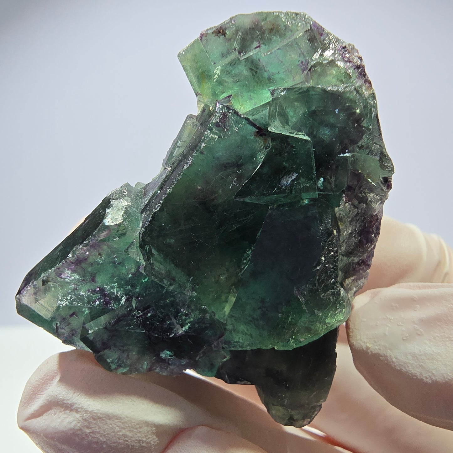 Spécimen de cube de fluorite fantôme parqueté vert violet Okorusu, Namibie 41*35*18mm
