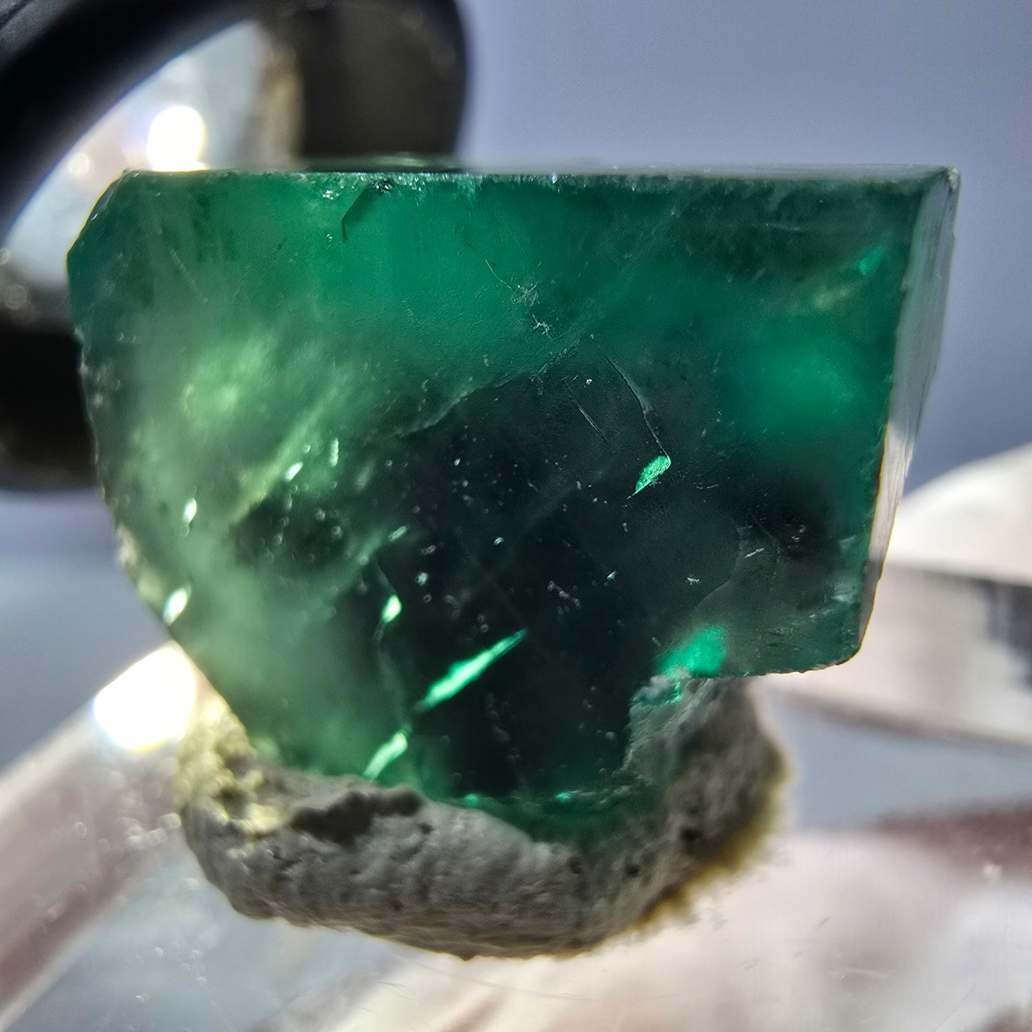 Klarer Phantom Fluorit Würfel parkettiert, grün Okorusu, Namibia 21*17*16mm