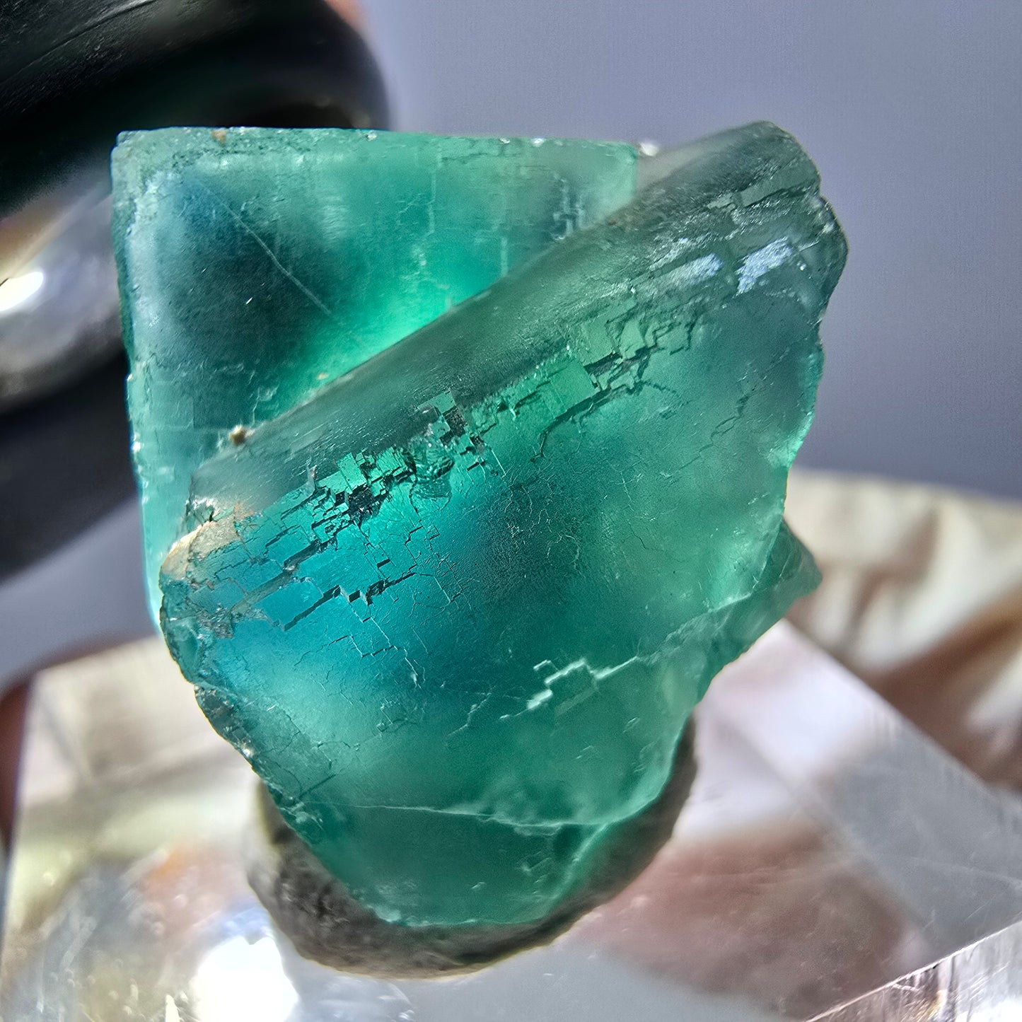 Phantom Fluorit Würfel Stufe, grün parkettiert Okorusu, Namibia 28*23*16mm