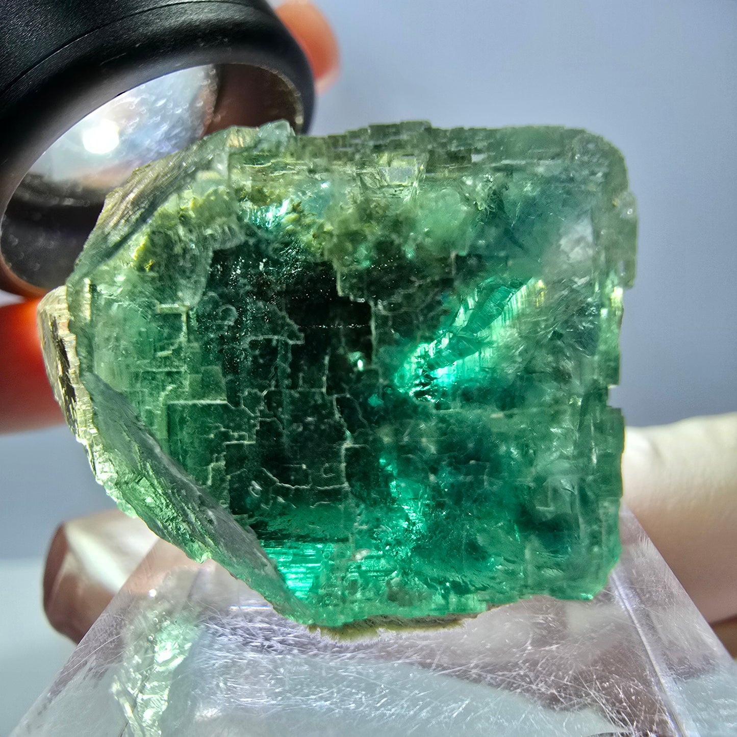 Seltene Phantom Fluorit Würfel Stufe, grün Okorusu, Namibia 34*21*21mm