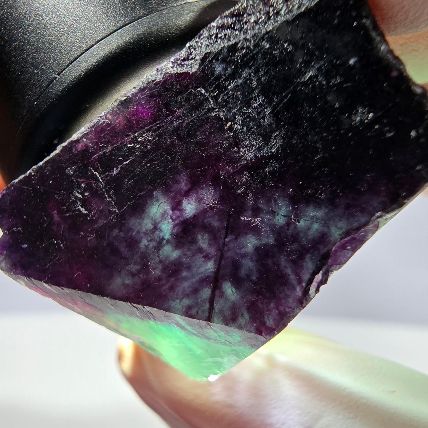 Spécimen de cube de fluorite fantôme parqueté vert violet Okorusu, Namibie 37*26*20 mm