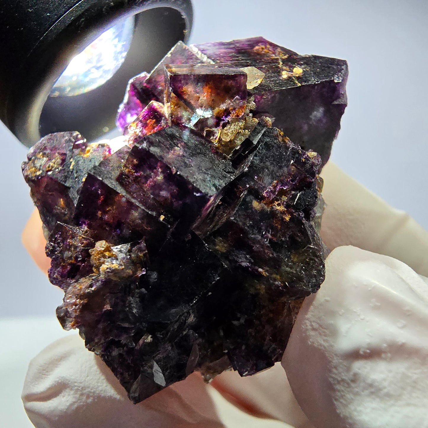 Rare spécimen de cube de fluorite fantôme, vert-violet, Okorusu, Namibie, 41 x 34 x 24 mm