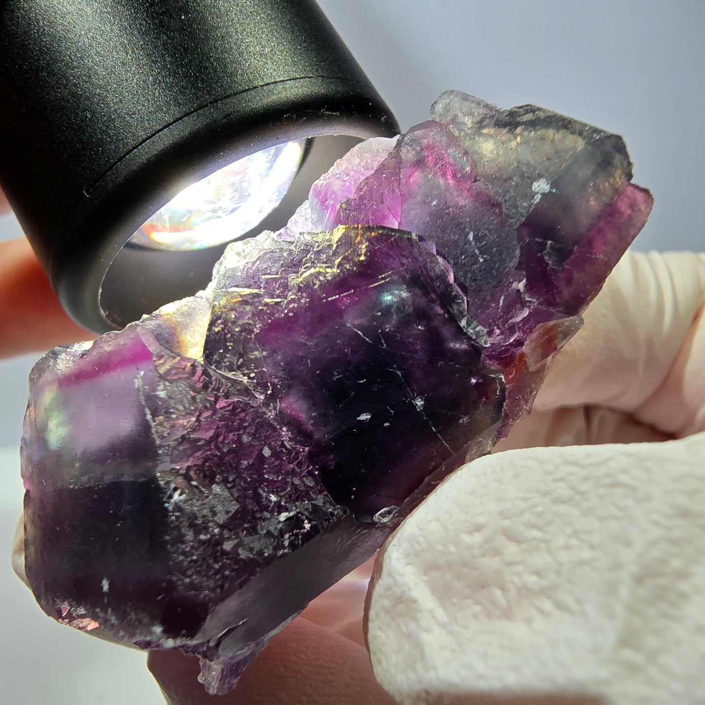 Rare spécimen de cube de fluorite fantôme, vert-violet, Okorusu, Namibie, 46 x 34 x 20 mm