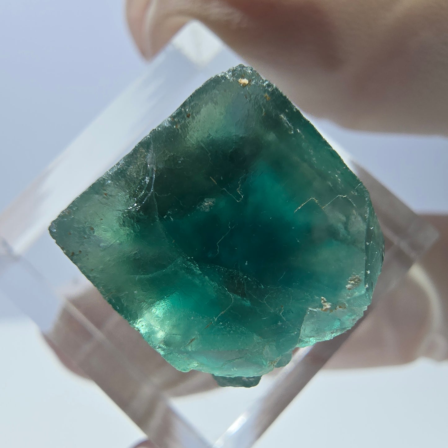 Klarer Phantom Fluorit Würfel parkettiert, grün Okorusu, Namibia 15*14*13mm