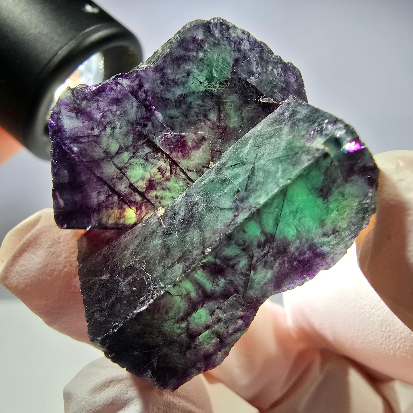 Spécimen de cube de fluorite fantôme parqueté vert violet Okorusu, Namibie 30*30*17 mm