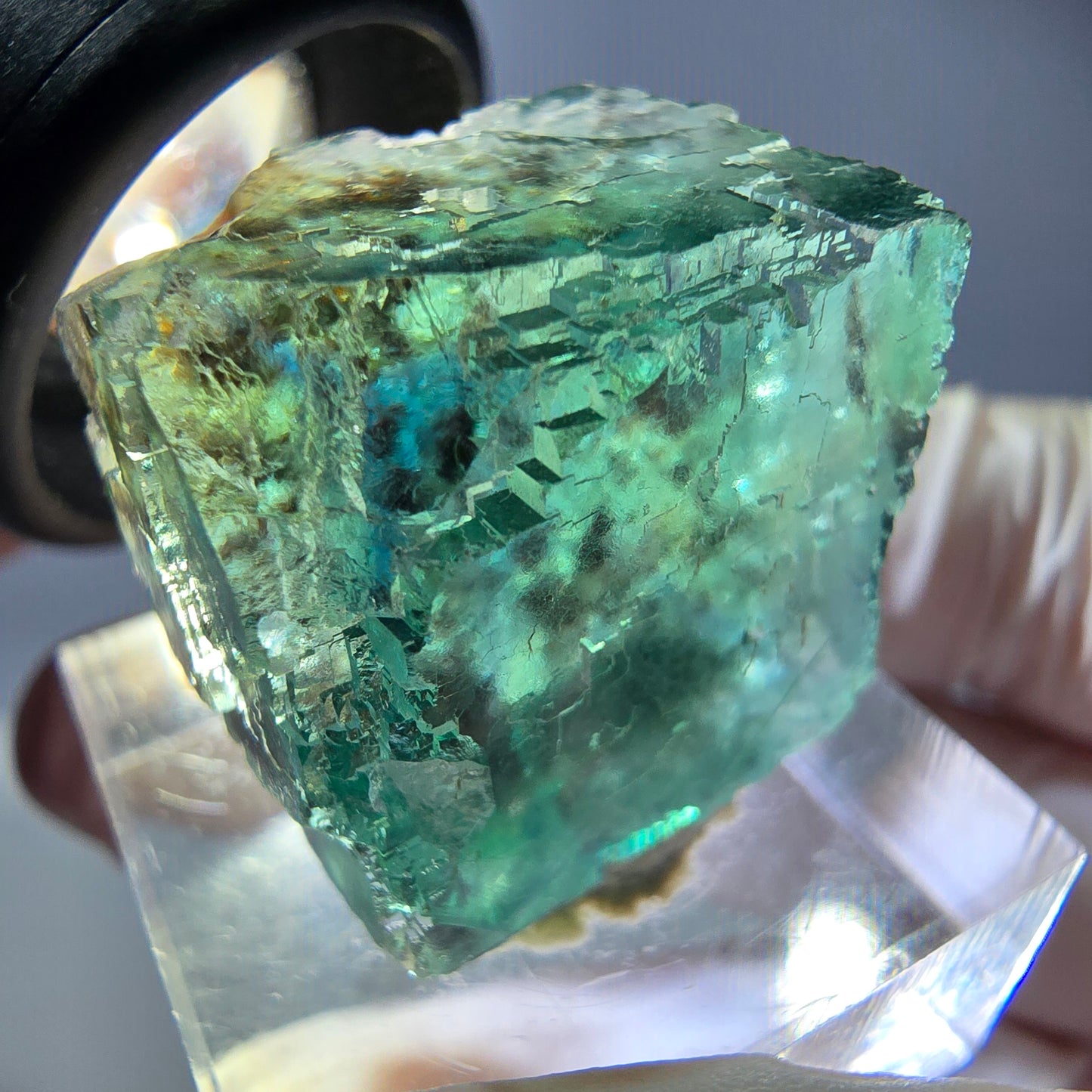Klarer Phantom Fluorit Würfel parkettiert, grün Okorusu, Namibia 21*20*16mm