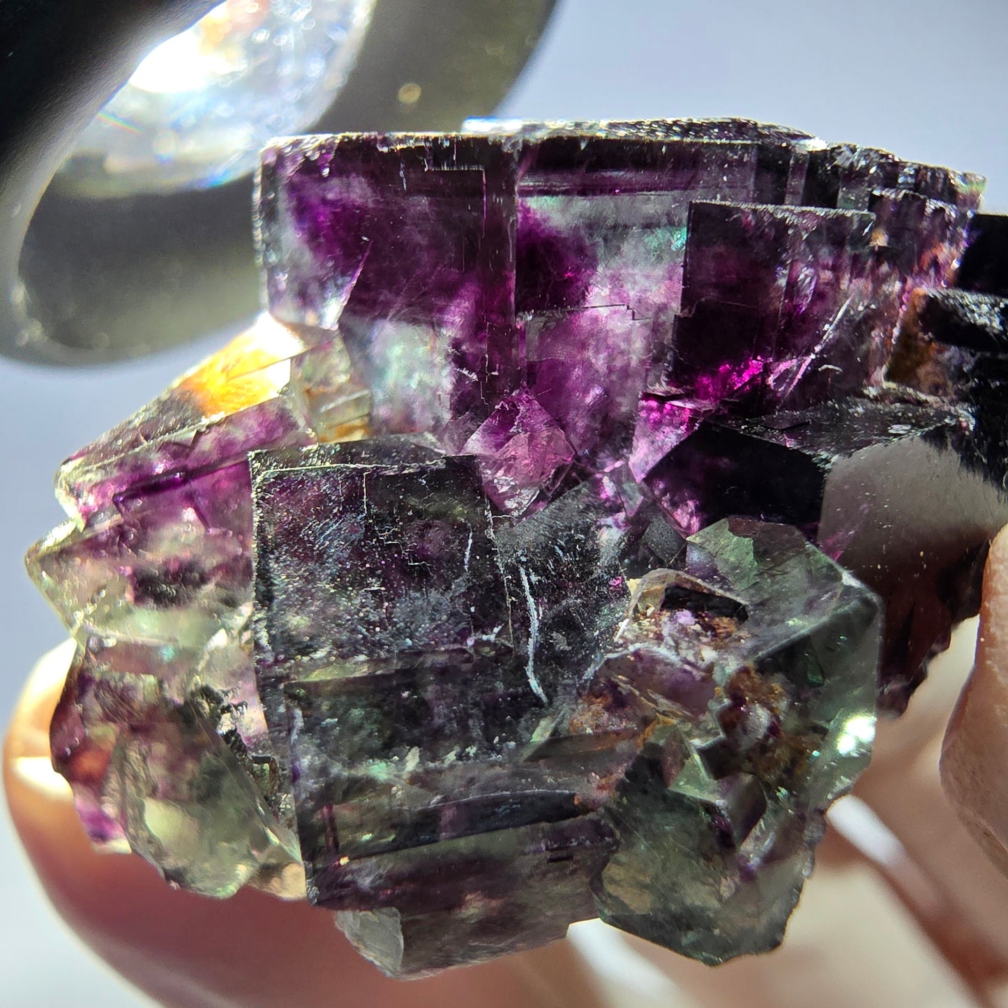 Spécimen de cube de fluorite fantôme parqueté vert violet Okorusu, Namibie 38*36*21 mm