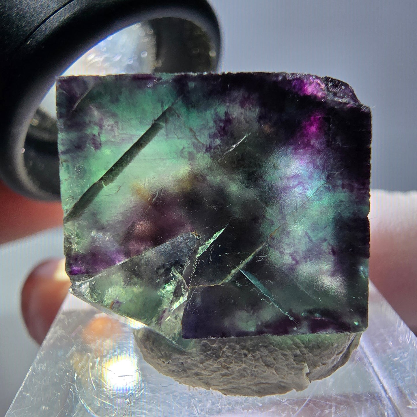 Phantom Fluorit Würfel parkettiert, grün lila Okorusu, Namibia 19*18*17mm