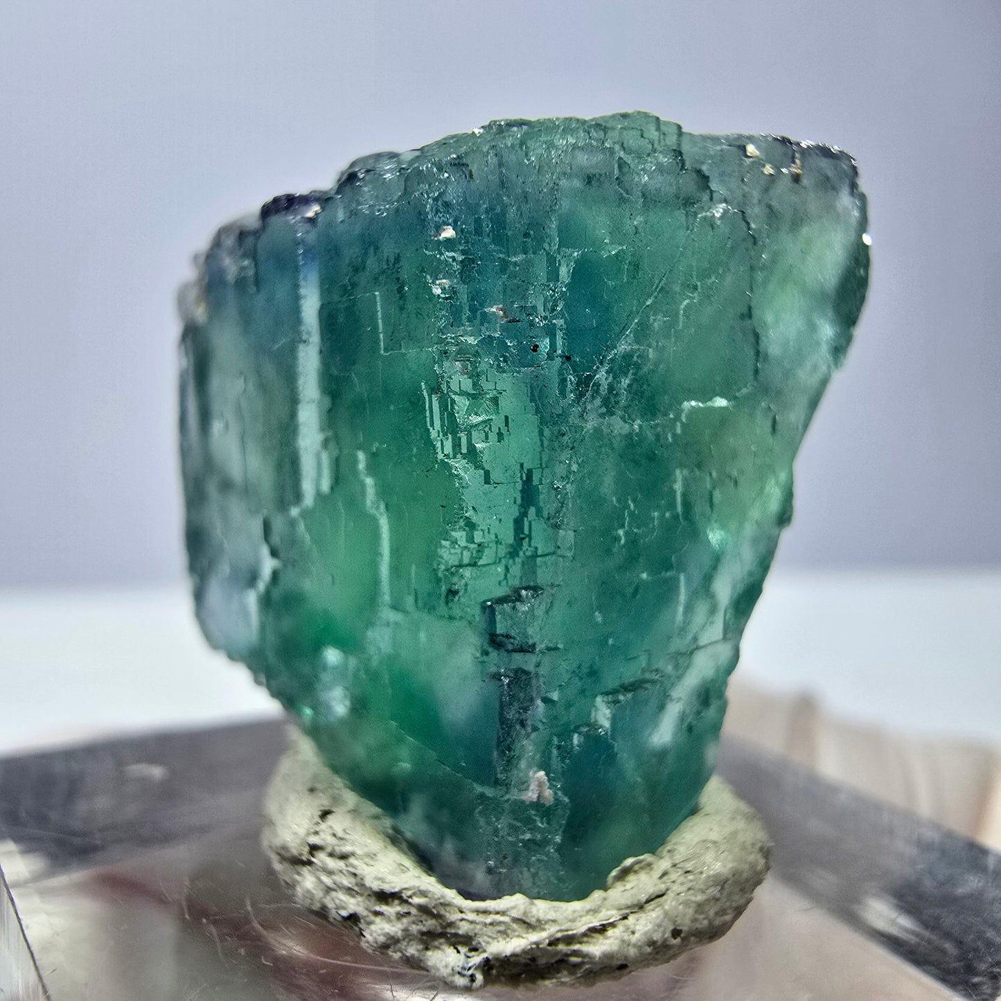 Cube de fluorite fantôme transparente parquetée, vert Okorusu, Namibie 22 x 20 x 18 mm