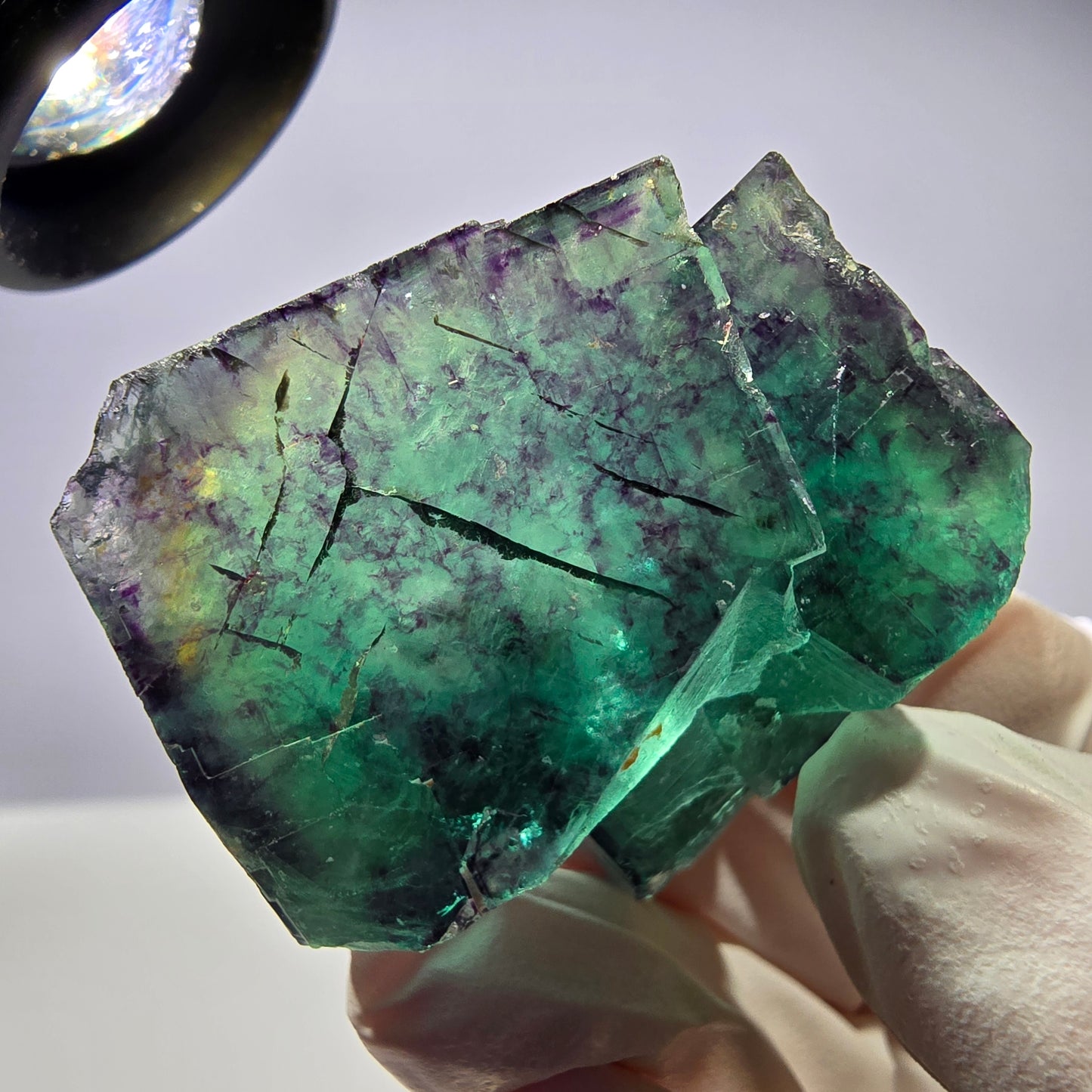 Spécimen de cube de fluorite fantôme parqueté vert violet Okorusu, Namibie 40*39*17 mm