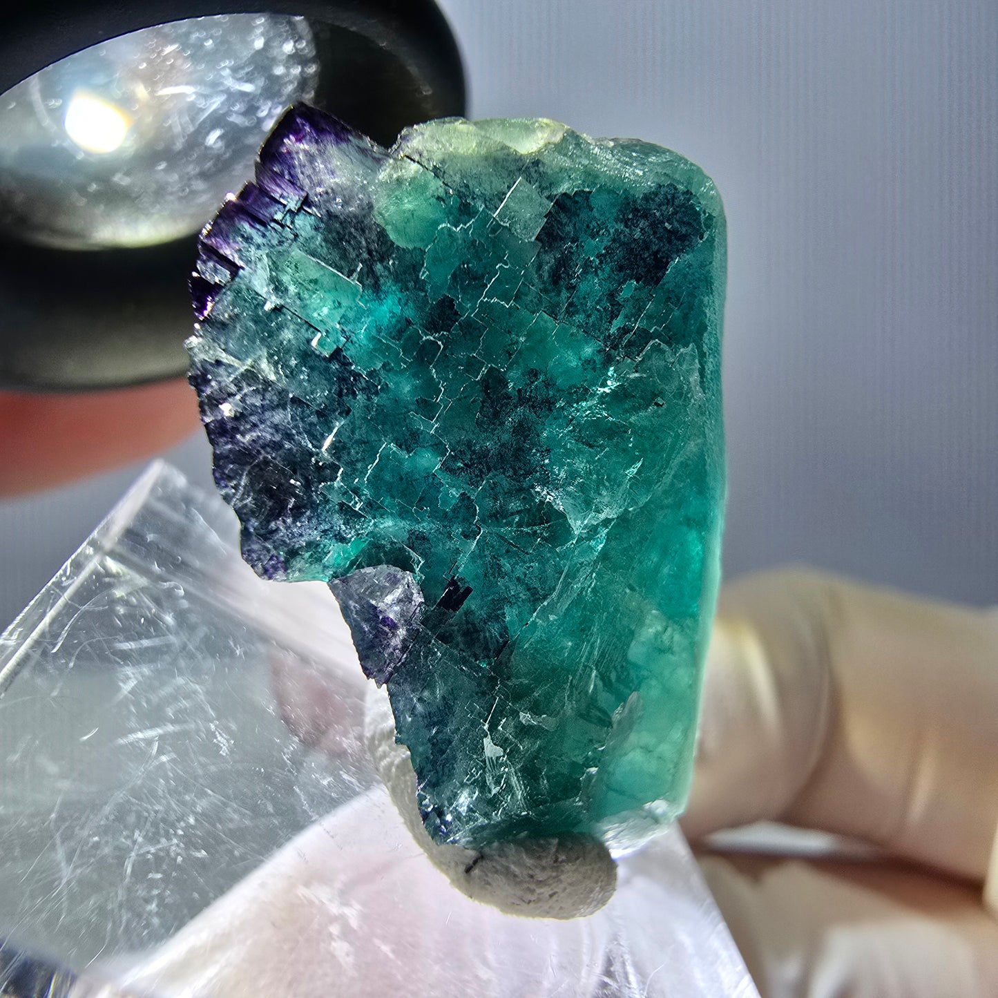 Phantom Fluorit Würfel Stufe, parkettiert grün lila Okorusu, Namibia 27*19*15mm