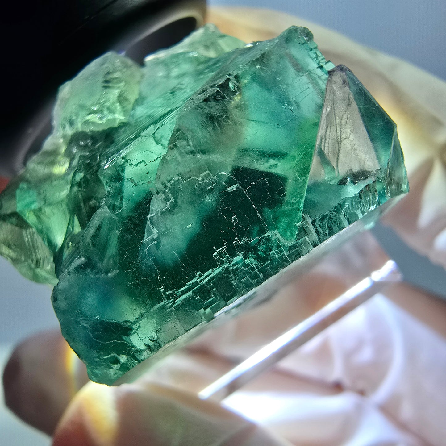 Phantom Fluorit Würfel Stufe, grün parkettiert Okorusu, Namibia 27*24*22mm