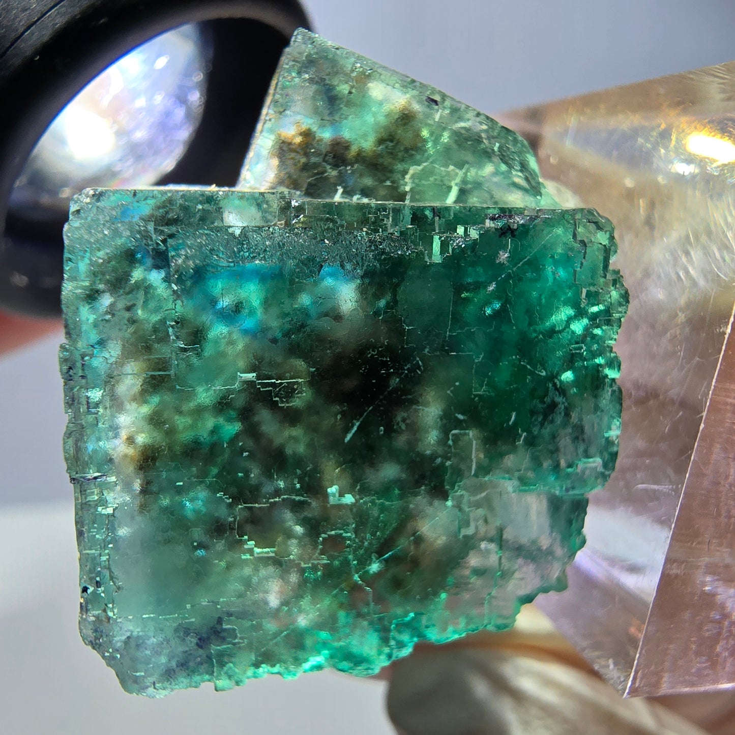 Phantom Fluorit Würfel Stufe, grün parkettiert Okorusu, Namibia 30*24*23mm