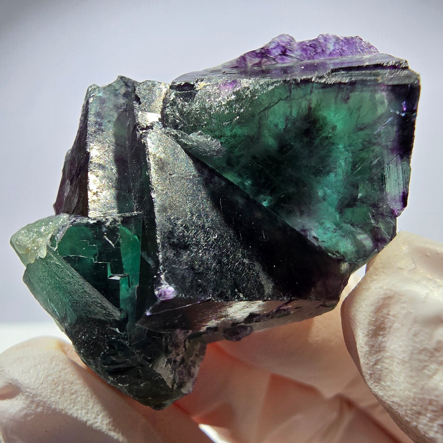Spécimen de cube de fluorite fantôme parqueté vert violet Okorusu, Namibie 45*28*25 mm