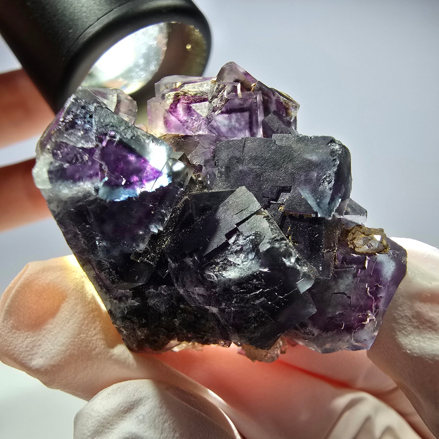 Spécimen de cube de fluorite fantôme parqueté vert violet Okorusu, Namibie 34*32*18 mm