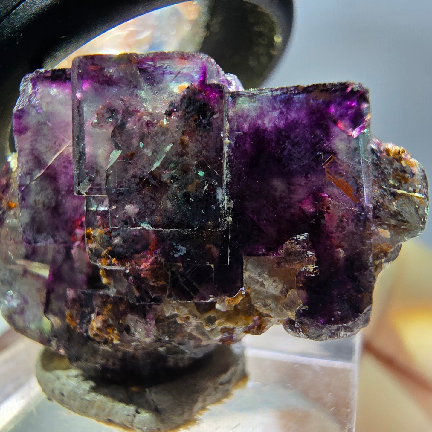 Phantom Fluorit Würfel Stufe, grün lila Okorusu, Namibia 32*22*15mm
