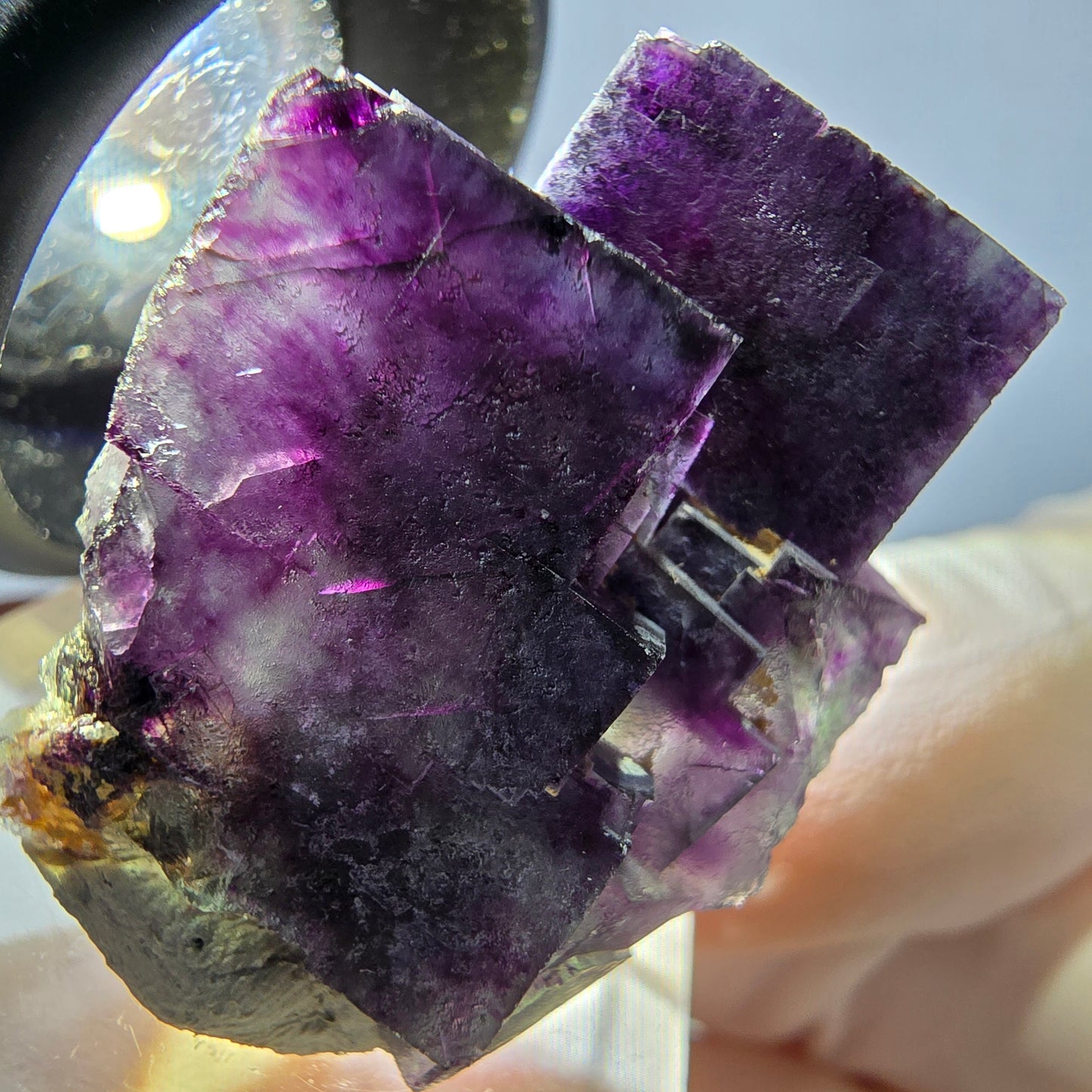 Phantom Fluorit Würfel Stufe, grün lila Okorusu, Namibia 33*24*18mm