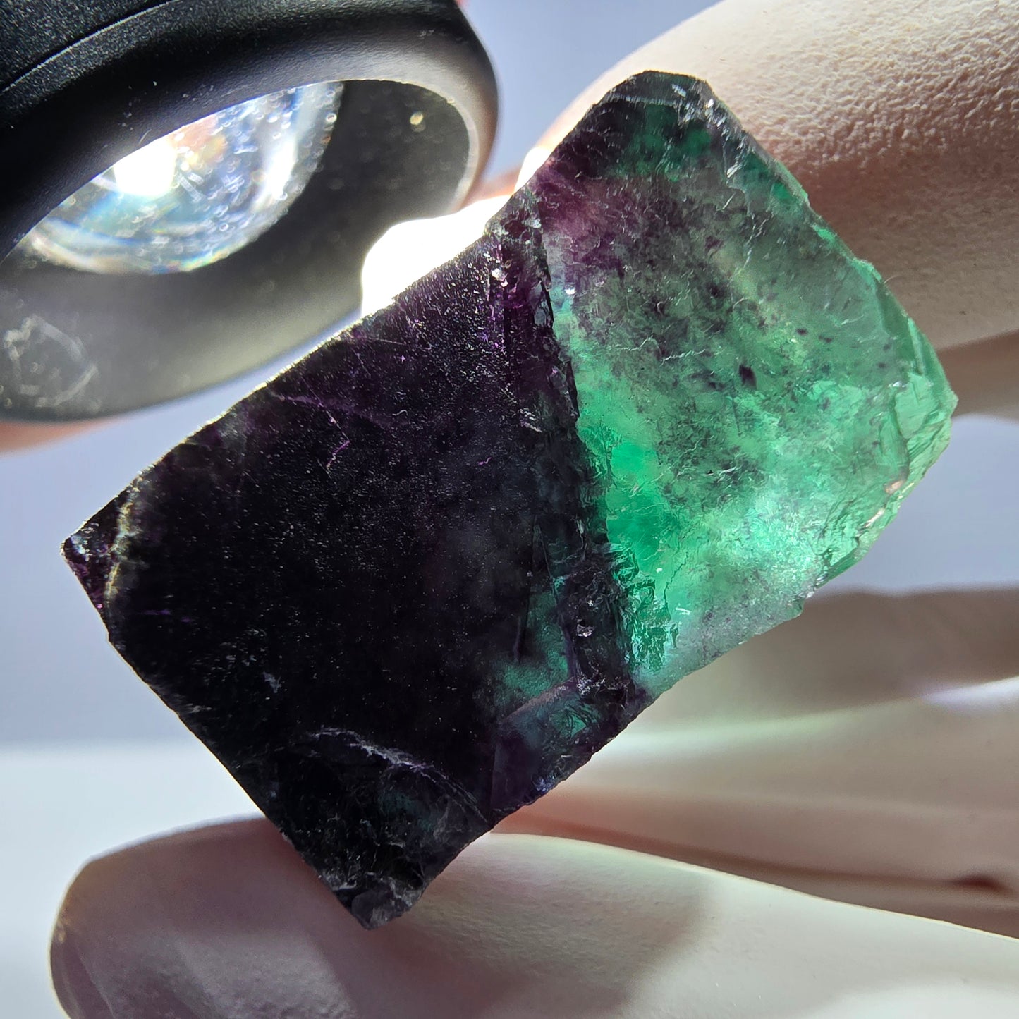 Spécimen de cube de fluorite fantôme parqueté vert violet Okorusu, Namibie 37*26*20 mm