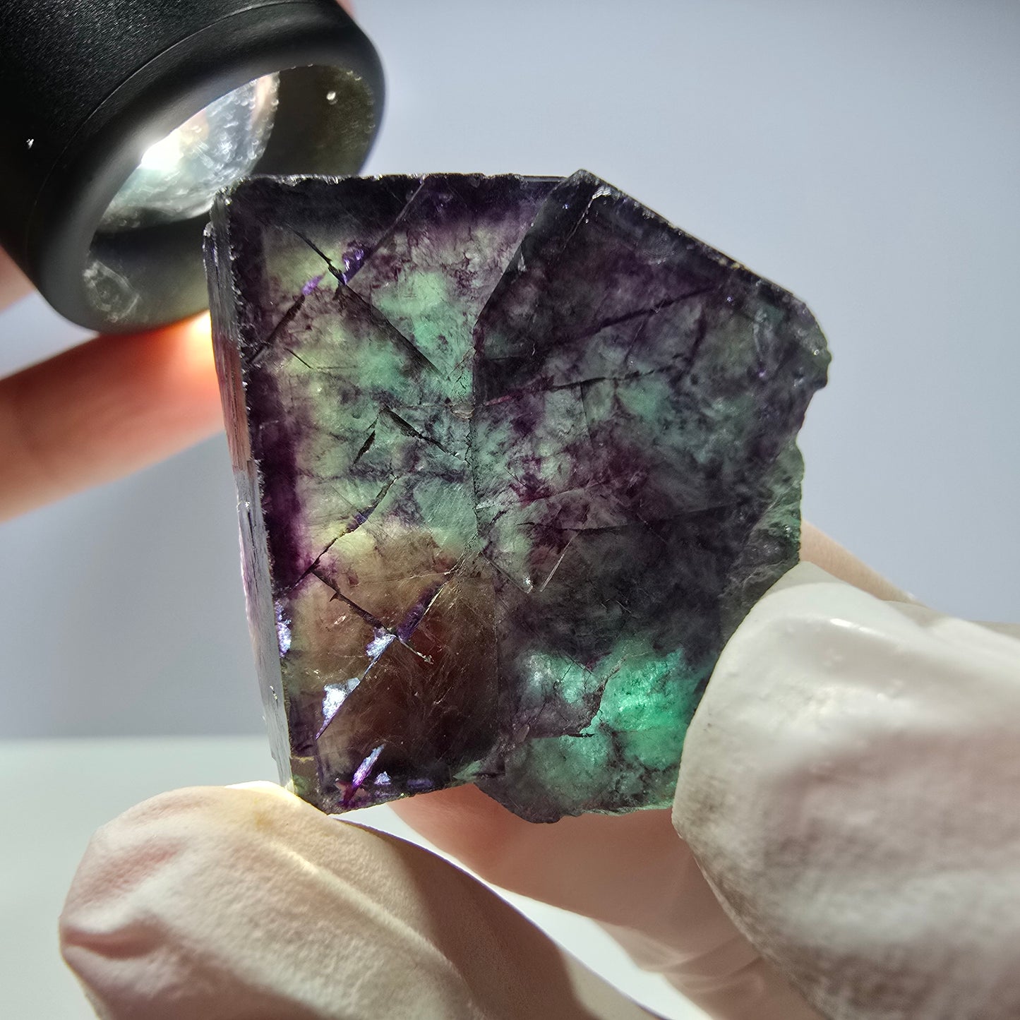 Spécimen de cube de fluorite fantôme parqueté vert violet Okorusu, Namibie 30*30*17 mm