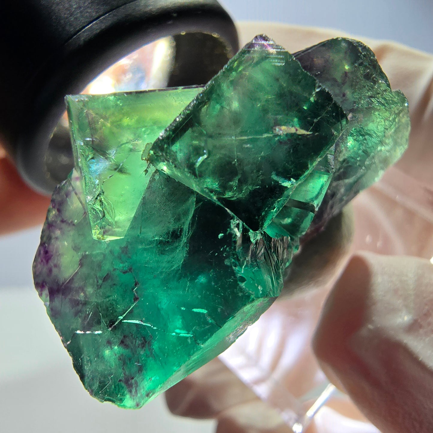 Phantom Fluorit Würfel Stufe, parkettiert grün lila Okorusu, Namibia 31*30*20mm