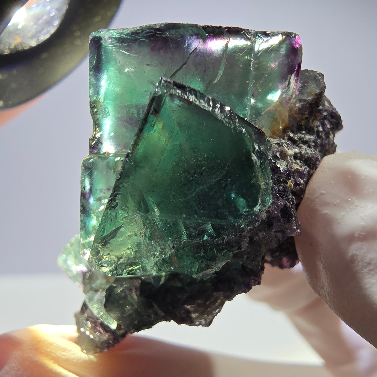 Spécimen de cube de fluorite fantôme parqueté vert violet Okorusu, Namibie 41*34*26mm