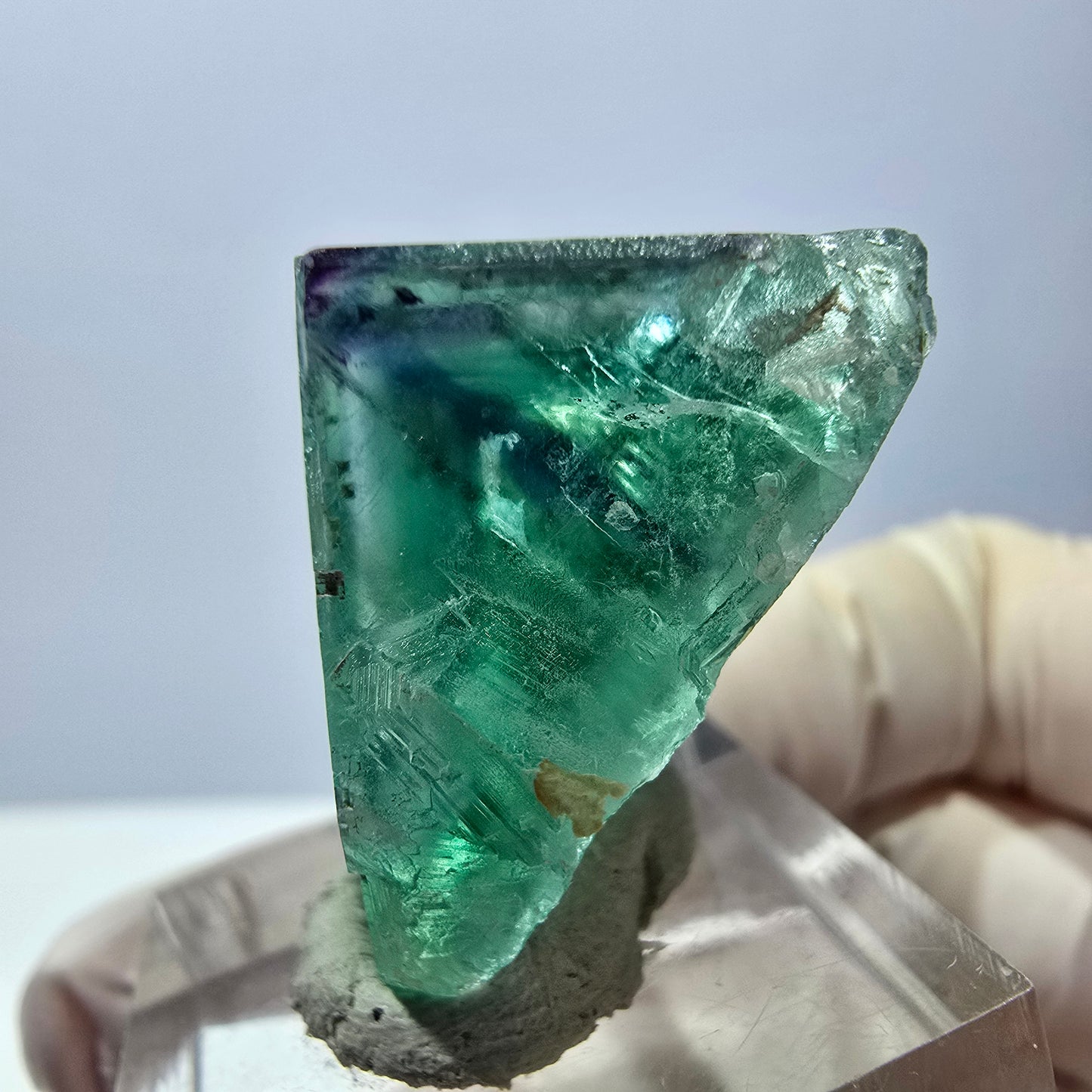 Cube de fluorite fantôme parqueté, zonal, vert violet Okorusu, Namibie 27*27*20mm