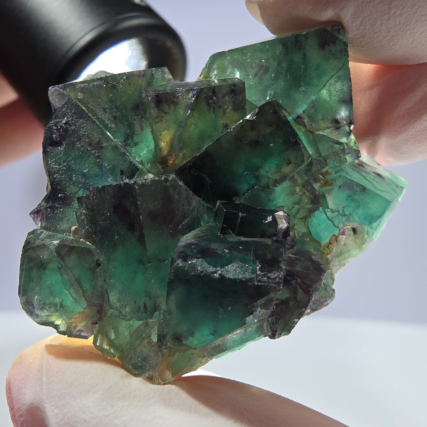 Spécimen de cube de fluorite fantôme parqueté vert violet Okorusu, Namibie 42*33*14 mm
