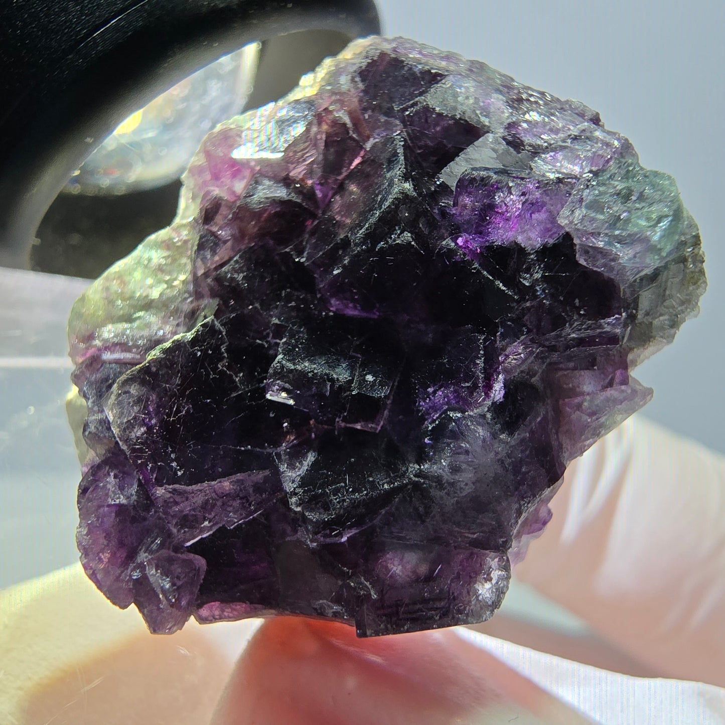 Phantom Fluorit Würfel Stufe, grün lila Okorusu, Namibia 27*25*13mm
