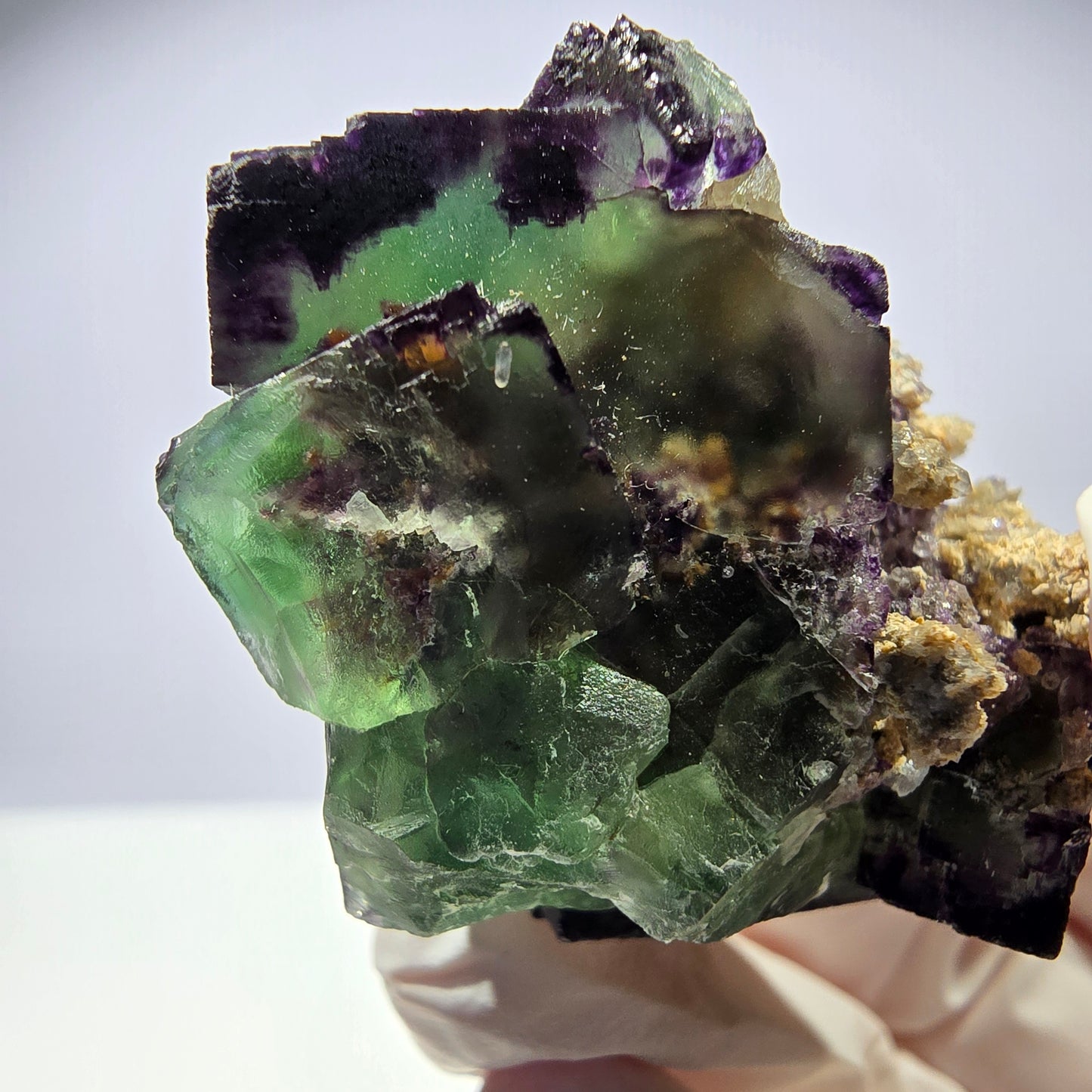 Spécimen de cube de fluorite fantôme, parqueté, zonal Okorusu, Namibie 45*38*36mm