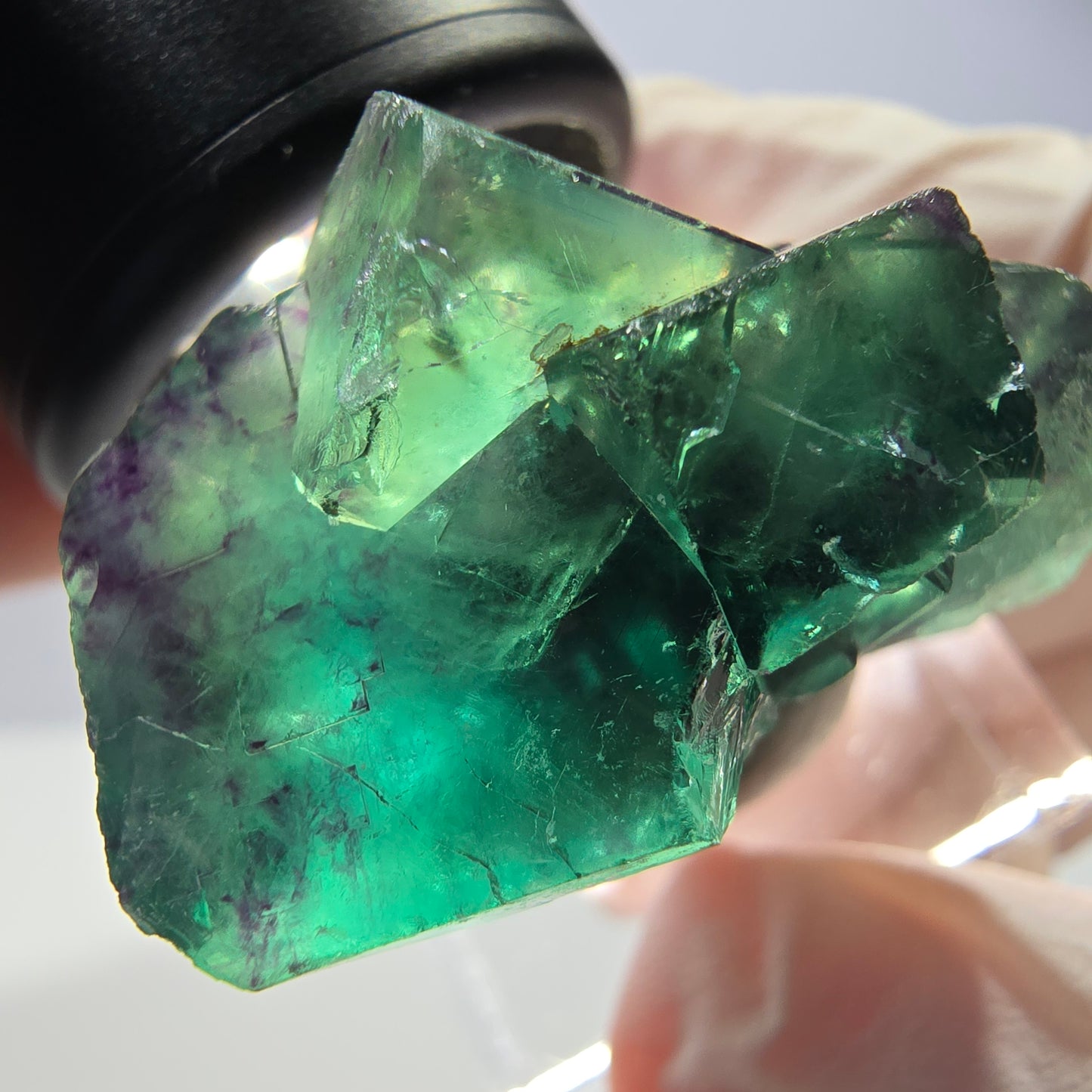 Phantom Fluorit Würfel Stufe, parkettiert grün lila Okorusu, Namibia 31*30*20mm