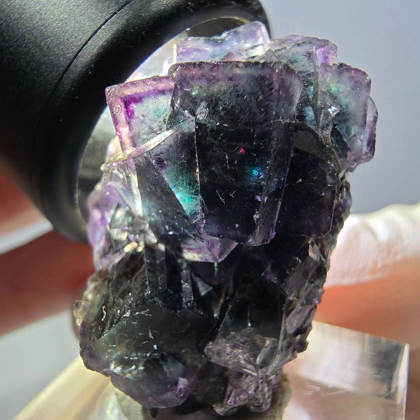 Phantom Fluorit Würfel Stufe, grün lila Okorusu, Namibia 32*23*19mm