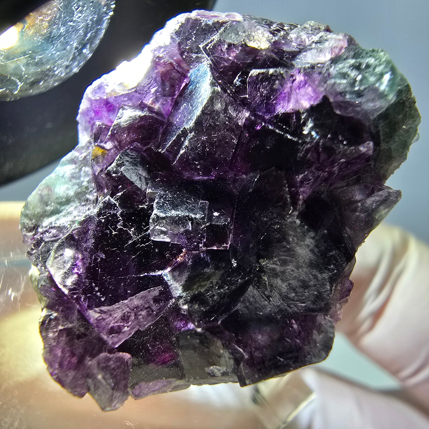 Phantom Fluorit Würfel Stufe, grün lila Okorusu, Namibia 27*25*13mm